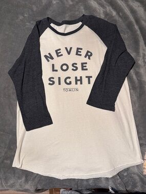 Source Unknown Black and Cream Raglan Long Sleeve Tee - "Never Lose Sight"